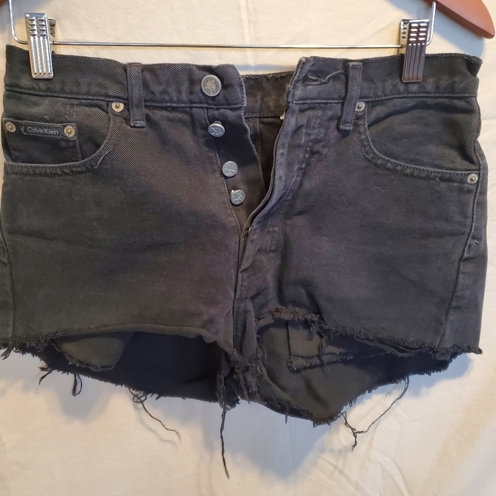 Calvin Klein Black Distressed Jean Shorts SZ6